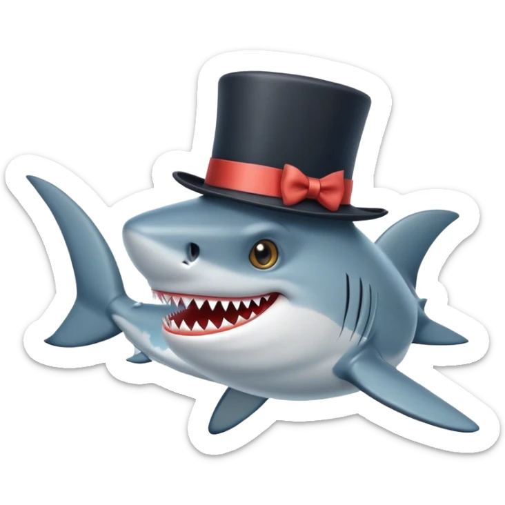 Shark with a top hat sticker