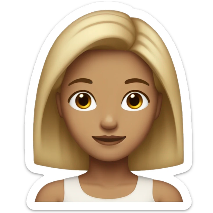 Girl with brown hair and blonde highlights, tan with brown eyes sticker