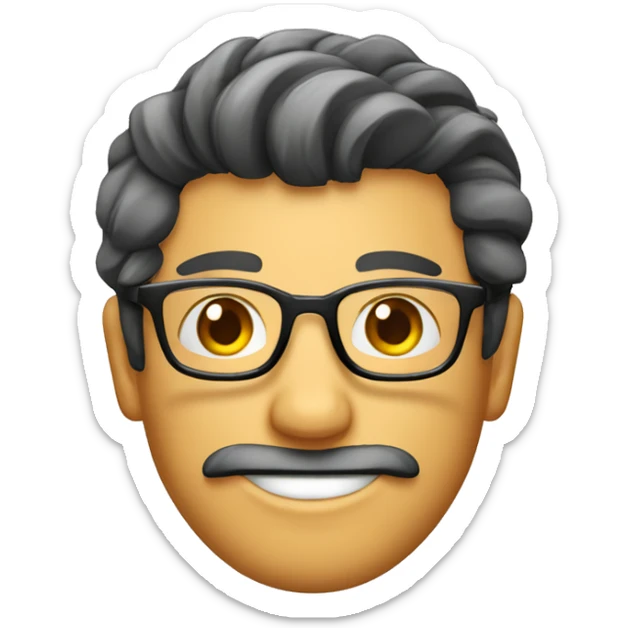 Hombre de cabello corto peinado hacia el lado izquierdo, con gafas un poco sonriente  sticker