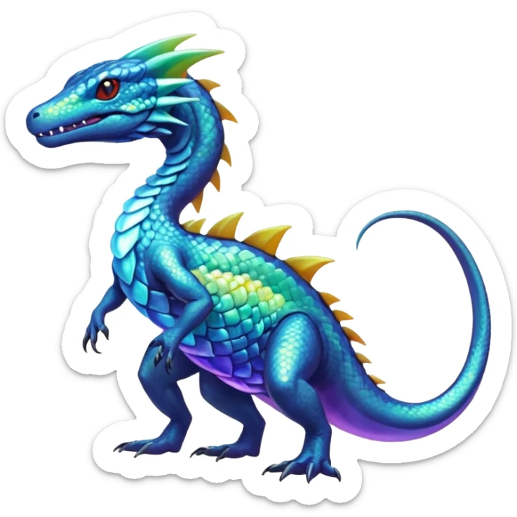 Colorful Shiny Exotic Amaura-Salandit-Aurorus-Fakémon-hybrid-creature (full body)  sticker