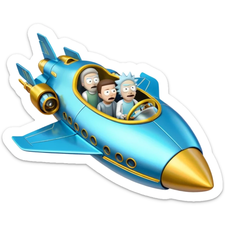 Hot wheels Rick and Morty flying in a spaceship to the citadel of Ricks  sticker