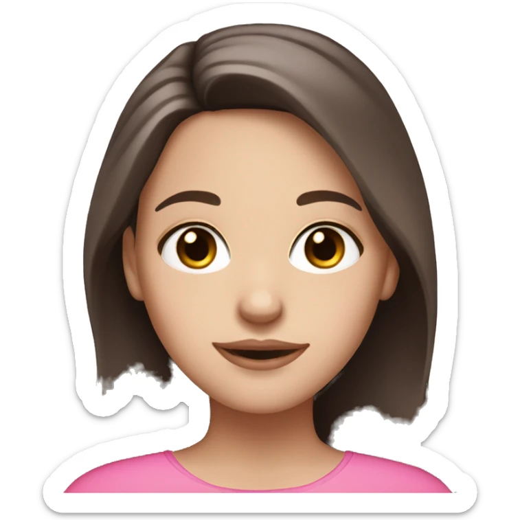 white girl with dark brown hair dark brown eyes dressed in pink sticker