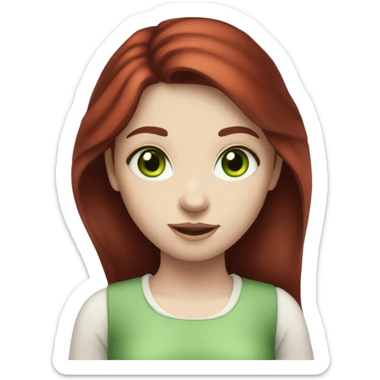 girl, dark red hair, green eyes, pale skin sticker