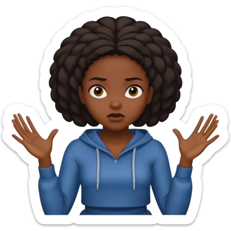 Black girl holding out and waiting for something with a mad look on her face sticker