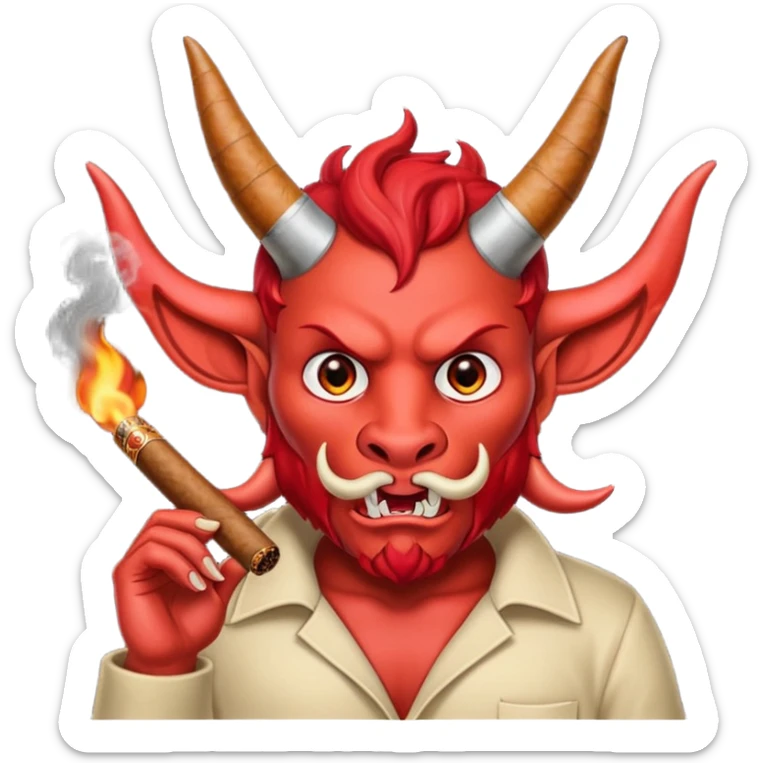 Diablito de cara roja con un cigarro pero el cigarro en la boca y menos humanoide sticker