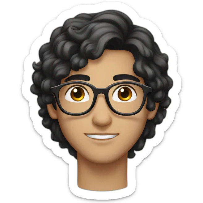 A beautiful Moroccan young man with black, wet hair and white skin, wearing round glasses sticker