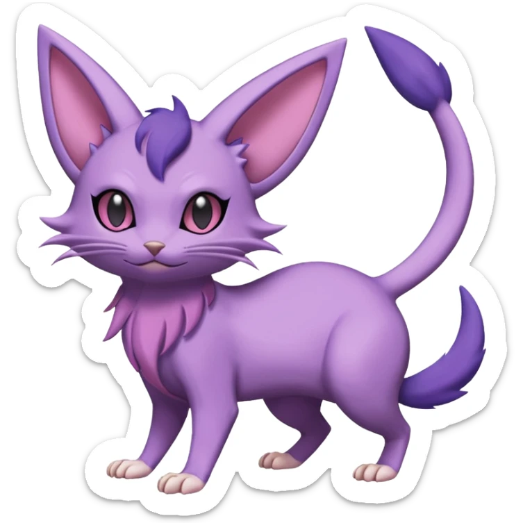 Rattata-Noibat-Skitty-Espeon-Purrloin-Fakemon-hybrid-creature (full body) sticker
