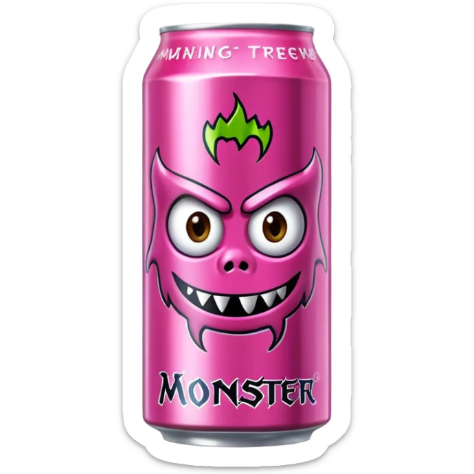 Pink monster energy drink with the logo of original monster company energy drink do not add the face in it just normal monster can  sticker
