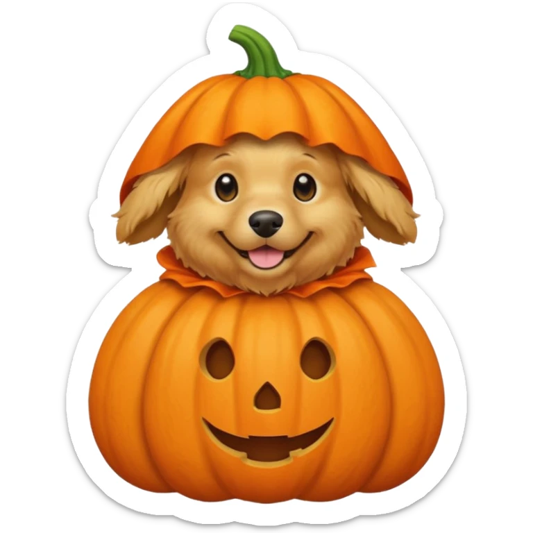 Adult golden retriever dog with pumpkin costume  sticker