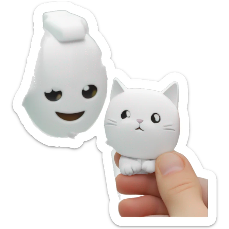 A red-bearded cat engineer in a lab coat holds a white piece of paper next to a 3d printer. sticker