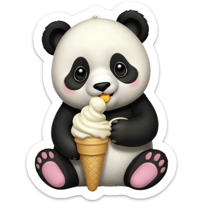 Panda eating ice cream sticker