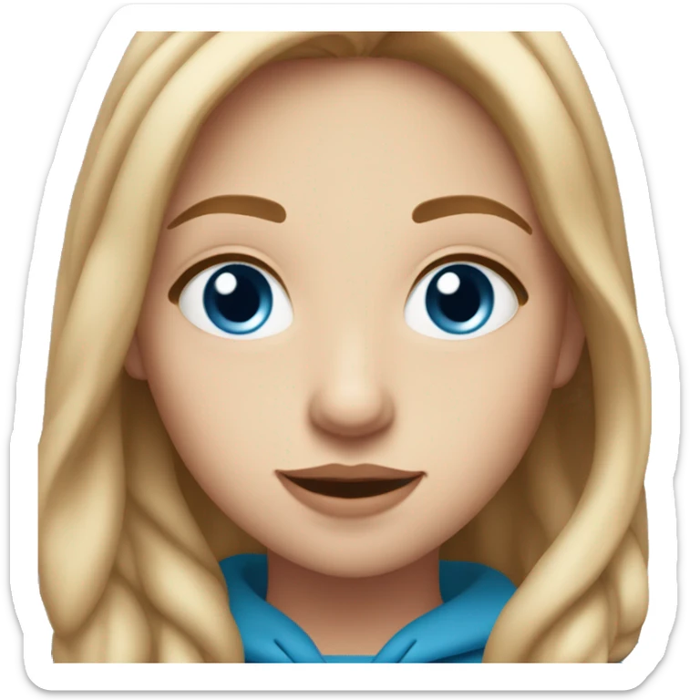 Make a teenage girl with a little bigger lips then usual blue eyes race is white and has light brown hair and freckles sticker