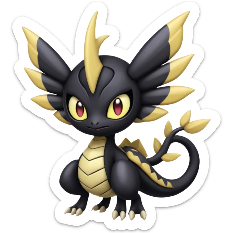 Spooky scary dark gloomy Meloetta-Giratina-Noibat-Pokémon-Fakémon-fusion-hybrid-creature sticker