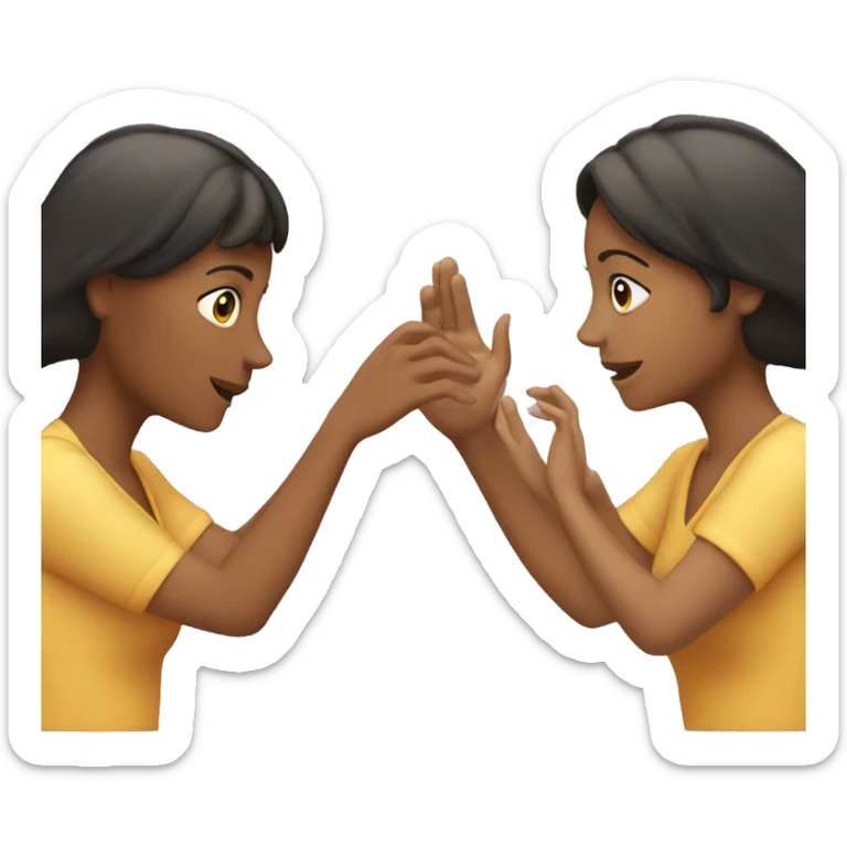 one woman saying something into the ear of another woman closing by hand sticker