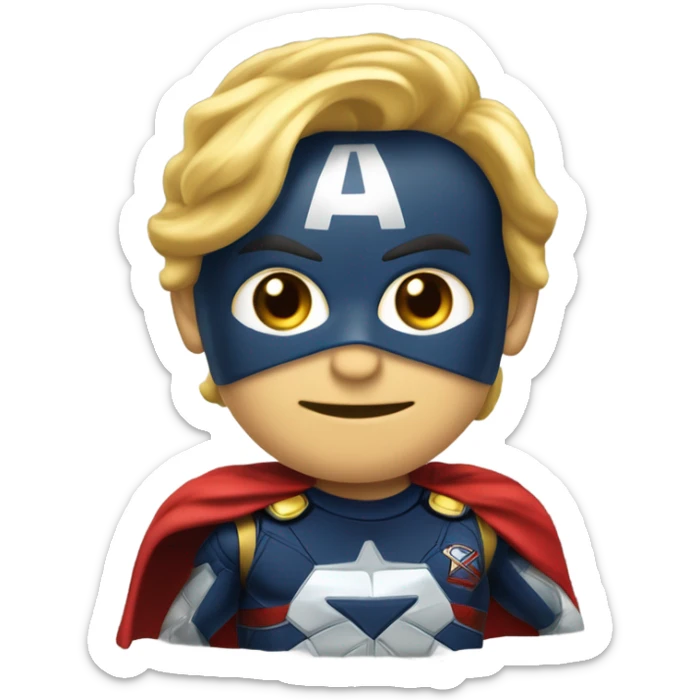 super herói similar ao capitão américa, mas com referência a "desconto", tendo o símbolo dourado com cifrão  sticker