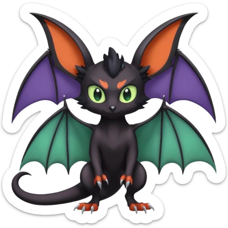 Noibat-Noivern-Trico-Nargacuga-Litten-Hybrid with huge bat wings for ears sticker