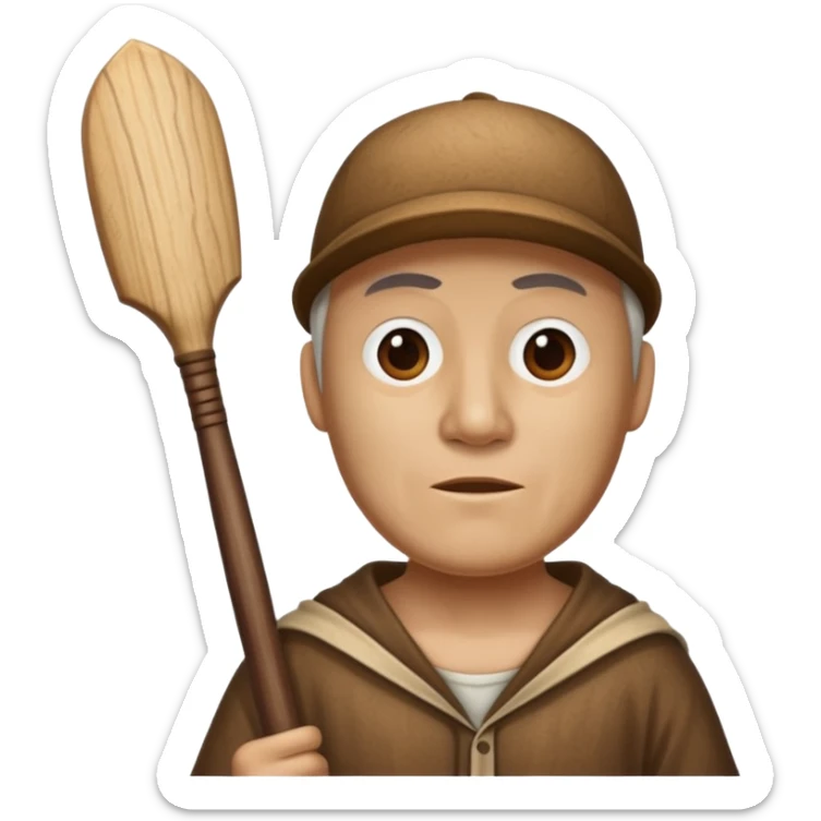A wooden guy with a wooden bat name tung tung tung sahur sticker