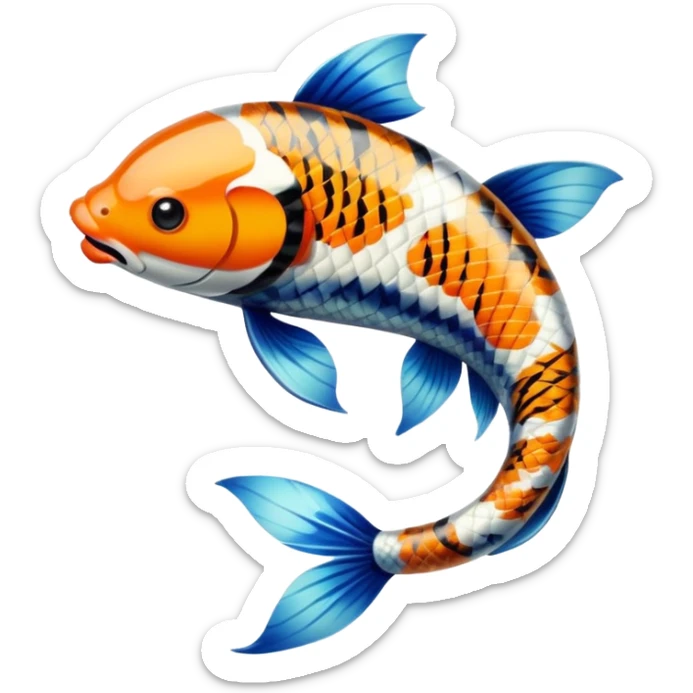 Exotic Tropical Floral Swirl-Patterned Tribal Pretty Asian ornate painted Japanese aesthetic beautiful shiny pretty glossy smooth Koi-Fish with tiger stripes on it sticker