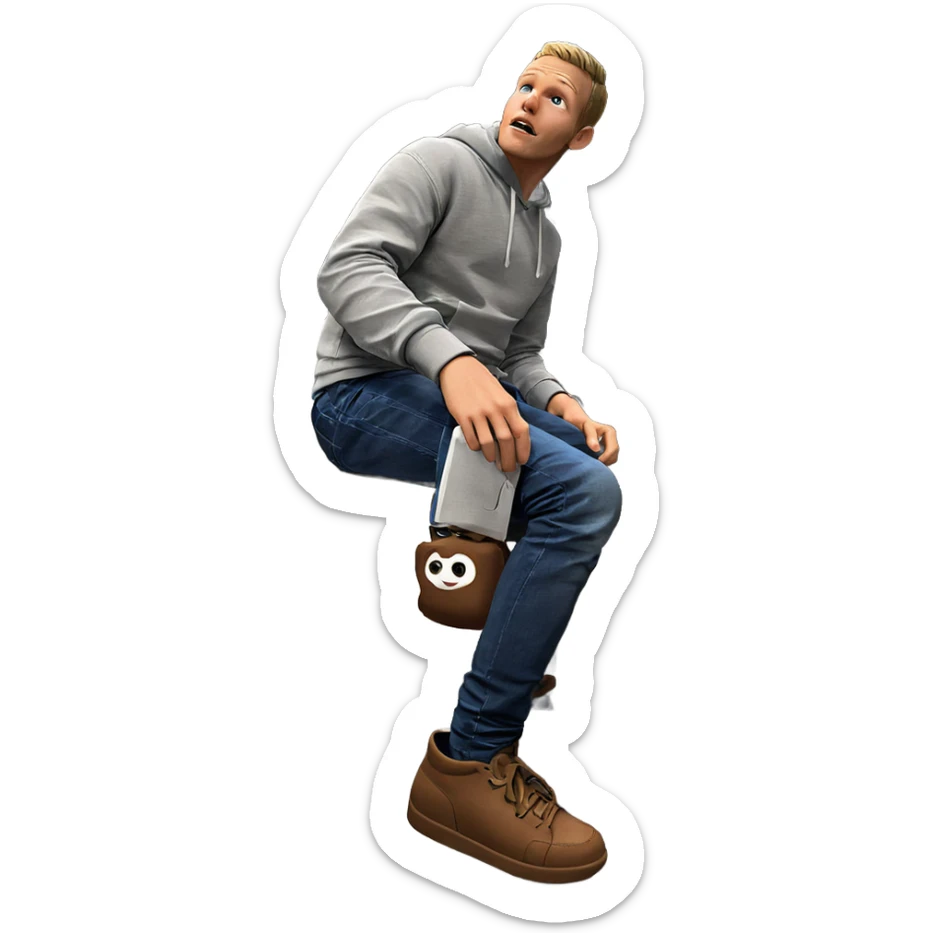 boy sitting indoors at night sticker