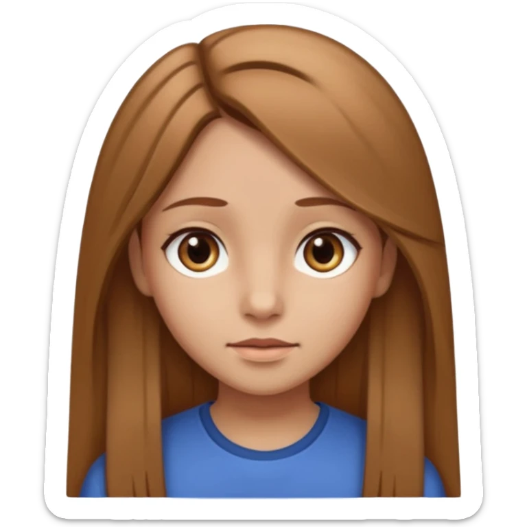 Fille châtain raie au milieu cheveux long et yeux marron et peau beige cheveux lisse pas de4iere les oreilles  sticker