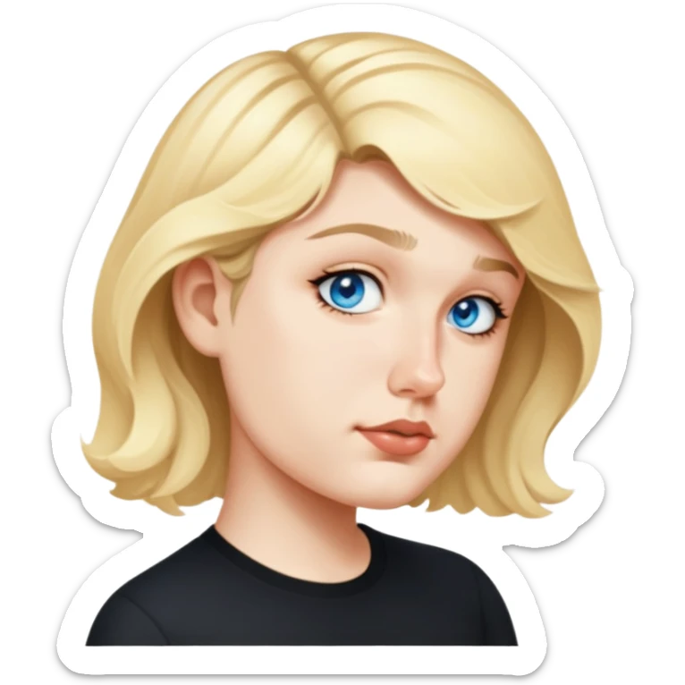 female, wearing black shirt, wavy short hair sticker