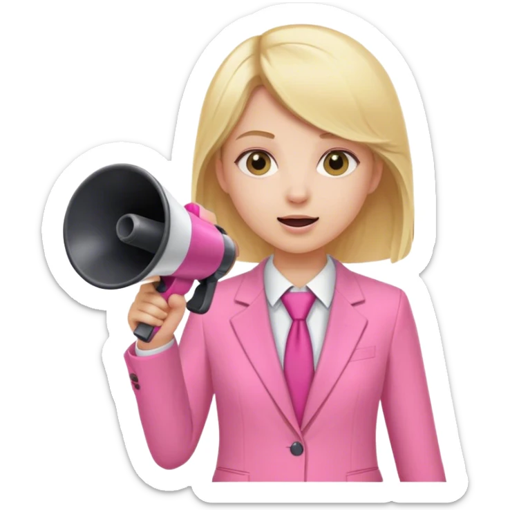 Blond girl pink suit mégaphone  sticker