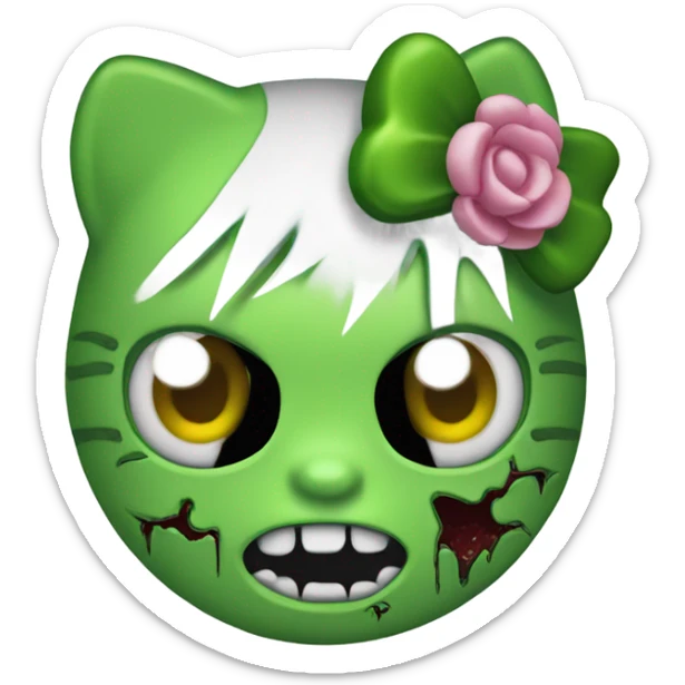 Green zombie hello kitty sticker