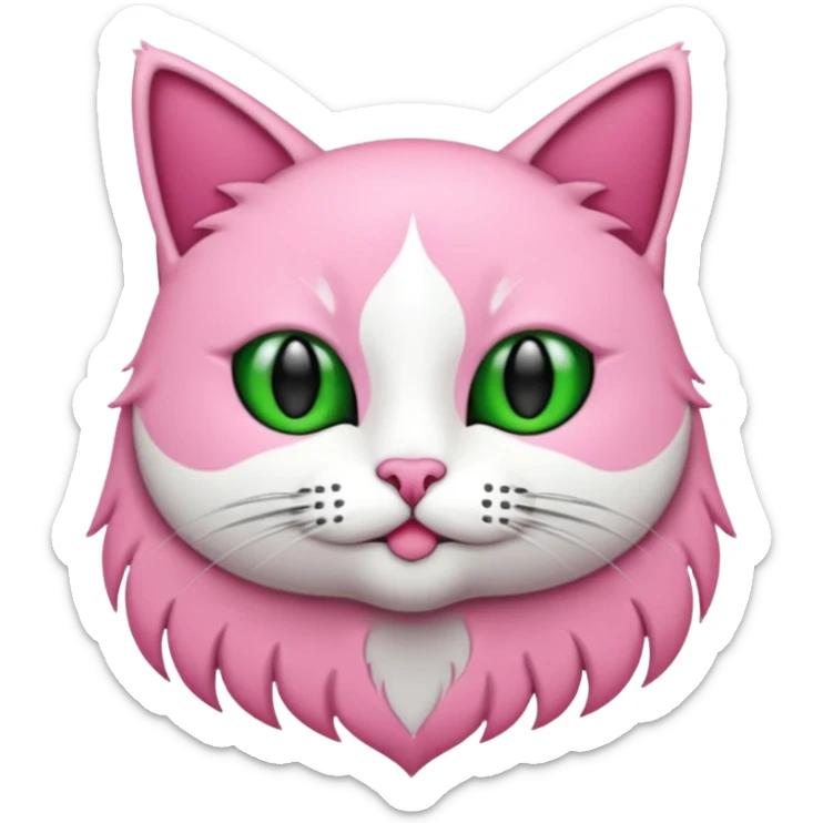 Bir siyah renkli kedi gözleri yeşil ve oturuyor boynunda pembe tasma var sticker