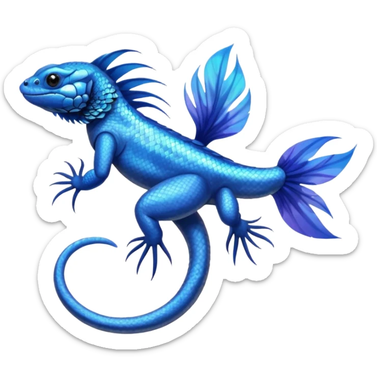 Mountain-Blue-Bird-Blue-Iguana-Blue-Betta-Fish-Russian-Blue-Cat-Fusion-animal-hybrid-creature sticker