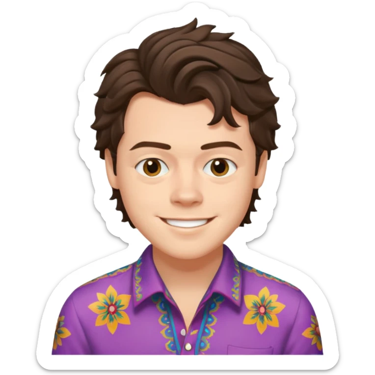 une joli personne qui ressemble a harry styles, avec beaucoup de details qui sourit sticker