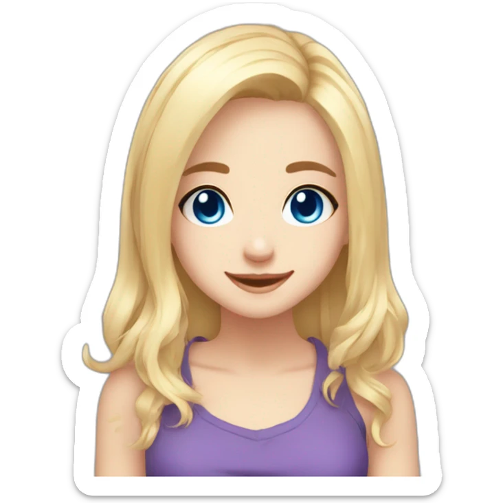 emoji for twitch, anime chibi-style, happy girl, blonde hair, blue eyes,  sticker