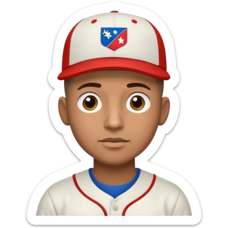 brown skin latino male with buzz cut wearing a wbc puerto rico baseball cap sticker