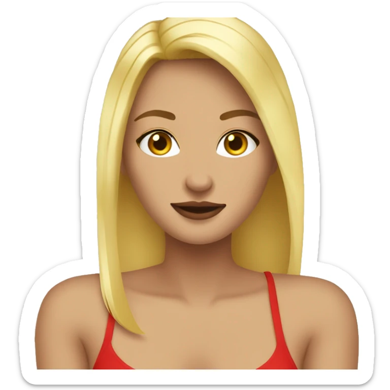 Hot girl looking at her feet blonde hair red toe nails no shoes sticker