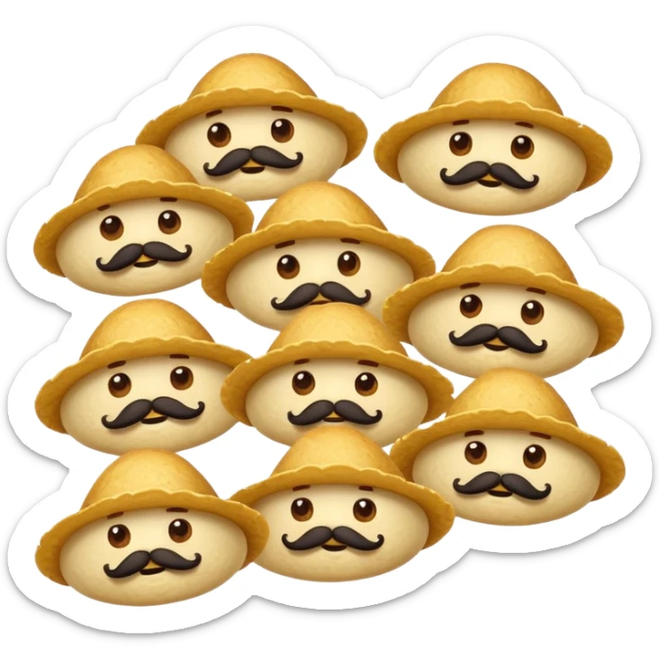 a flock of flying tortillo with a  mustache, no handlebar corners on the mustache sticker