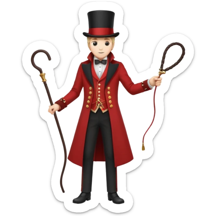 Ringmaster – Man in red coat and top hat, holding a whip or mic, full body sticker