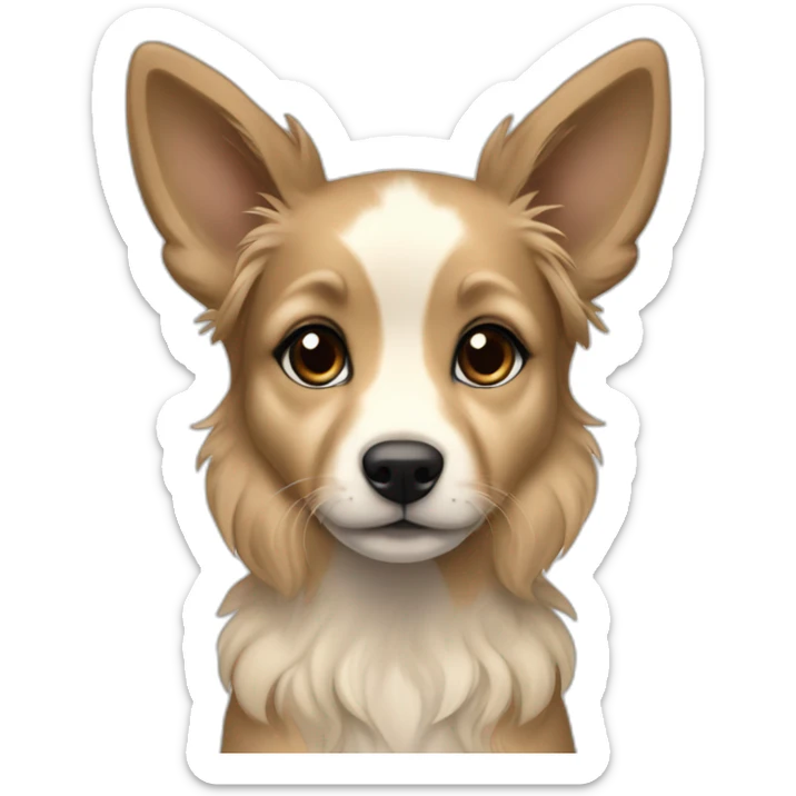 brie shepherd fawn puppy dark blonde and black face long hair sticker