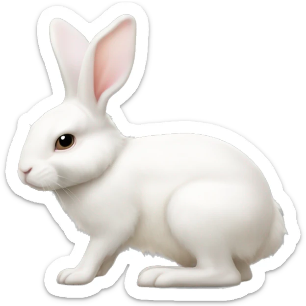 Full body side view of an albino bunny sticker
