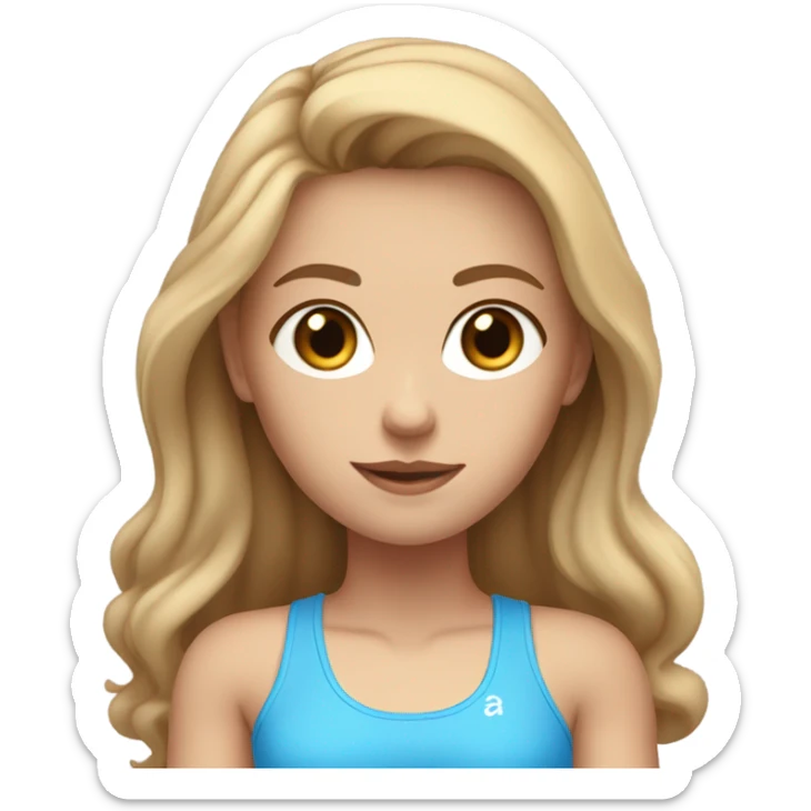 gym girl in crop top, light brown hair, blue eyes, caucasion sticker