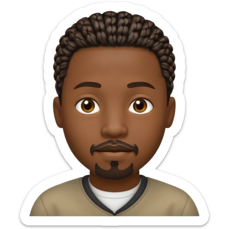 Hazme un emoji de un hombre negro con trenzas cortas, pero no tanto y una pequeña perilla sin bigote sticker