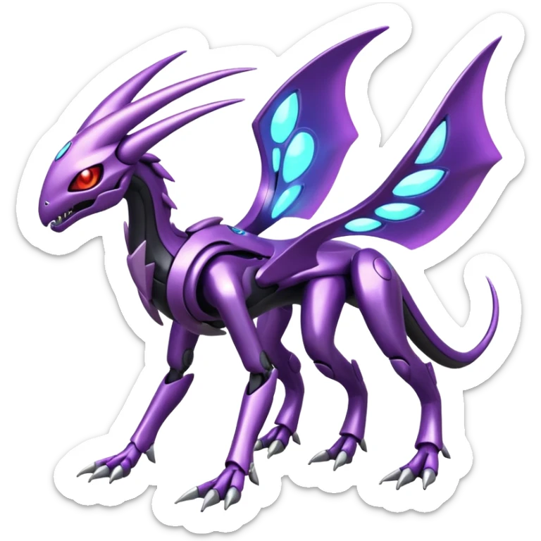 Shiny Futuristic Genesect-Miraidon-Lunala-Fakémon-hybrid-creature (full body)  sticker