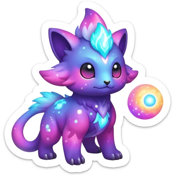 Cute cool colorful nebula fantasy animal hybrid Fakemon full body sticker