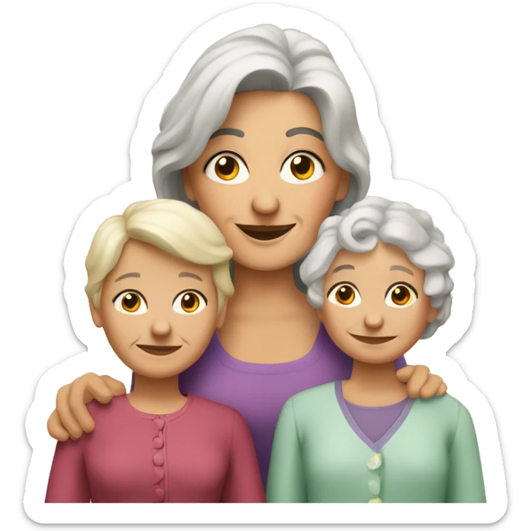 una familia con una abuela rubia, una mamá pelinegra y una hija rubia sticker