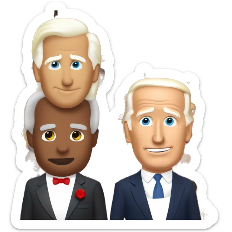 Donald Trump and Joe Biden in a kick line in red cocktail dresses  sticker