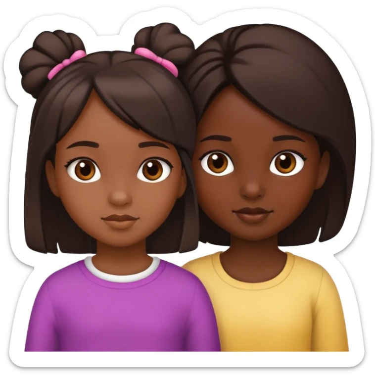happy 2 girls with dark-skinned little cute girl  sticker