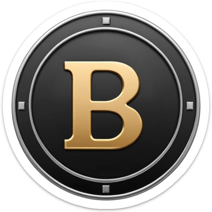 Emoji icon of a metal coin with engraved letter 8, minimalist style, isolated, only black color sticker