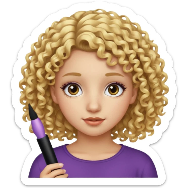 ciurly haired blonde teenage girl with mascara sticker