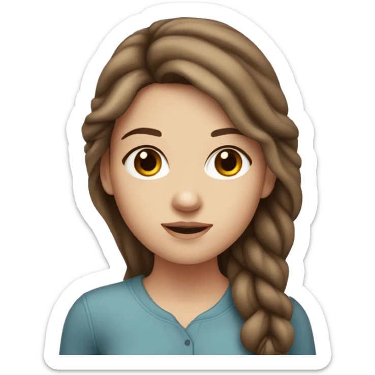 white girl with brown hair and brown eyes sticker