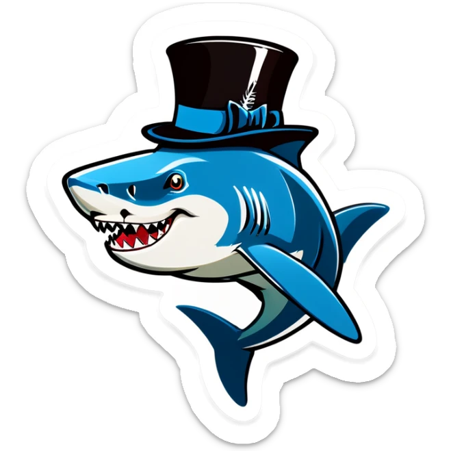 Shark with a top hat sticker