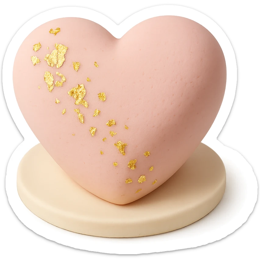 heart-shaped fondant cake with gold leaf sticker