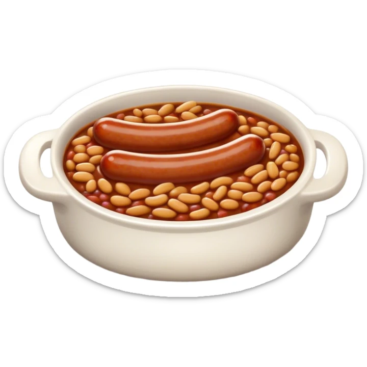 Sausage with baked beans on one plate sticker